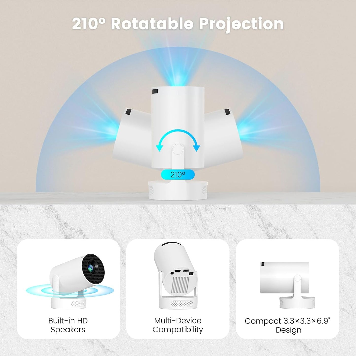 Bytebelle™ Portable Smart Projector